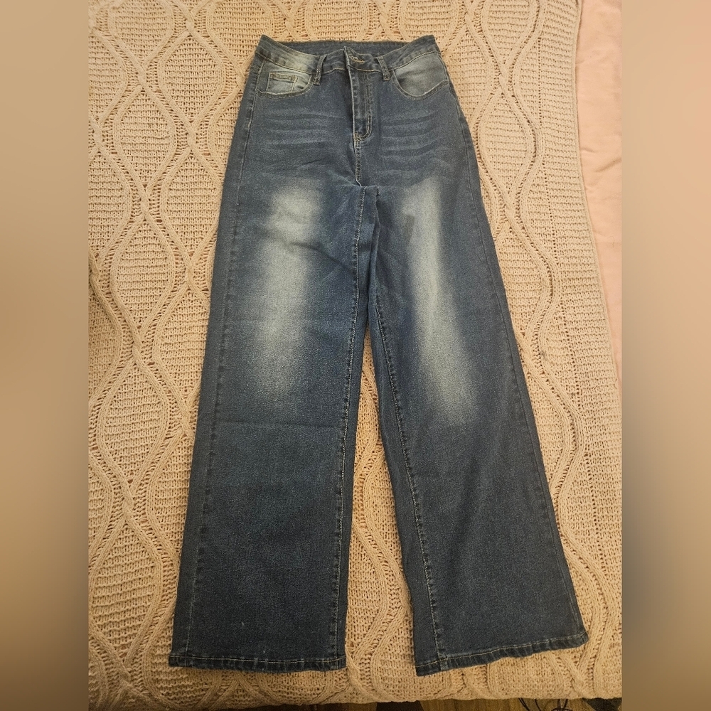 Super Wide Leg  Blue Women's Jeans Size L